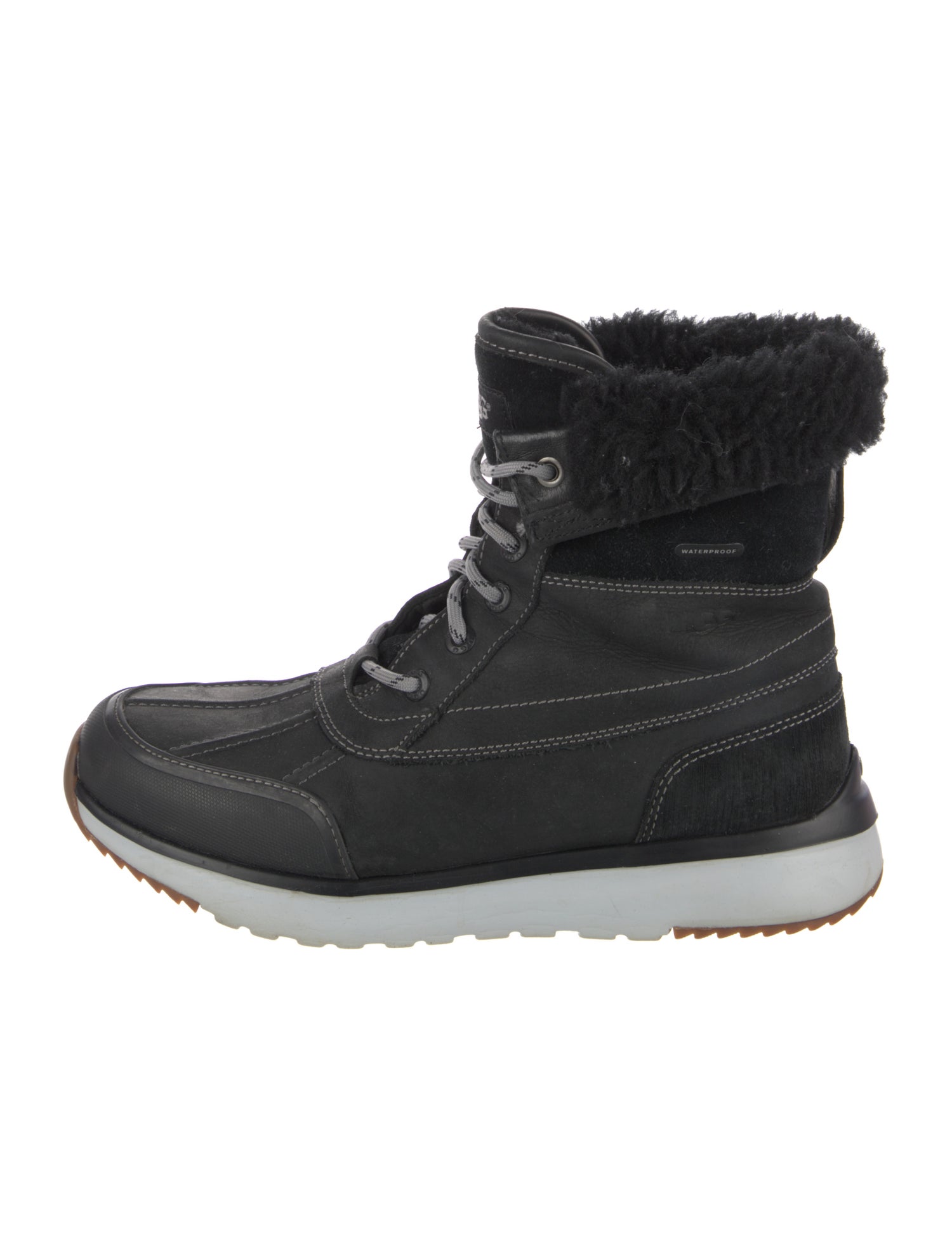 Salvatore Ferragamo Leather Lace-Up Boots - Black Boots