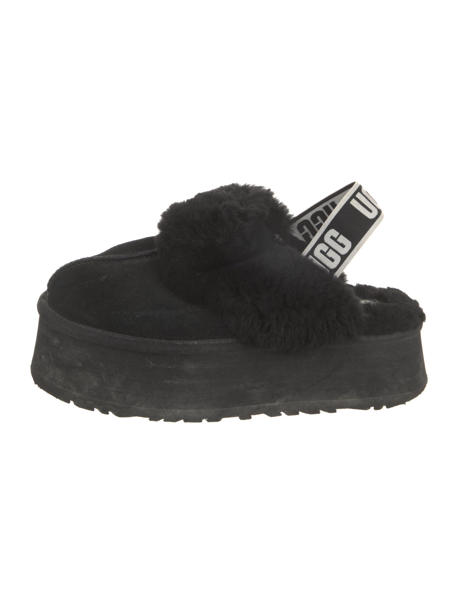 UGG Suede Fur Trim Slingback Sandals