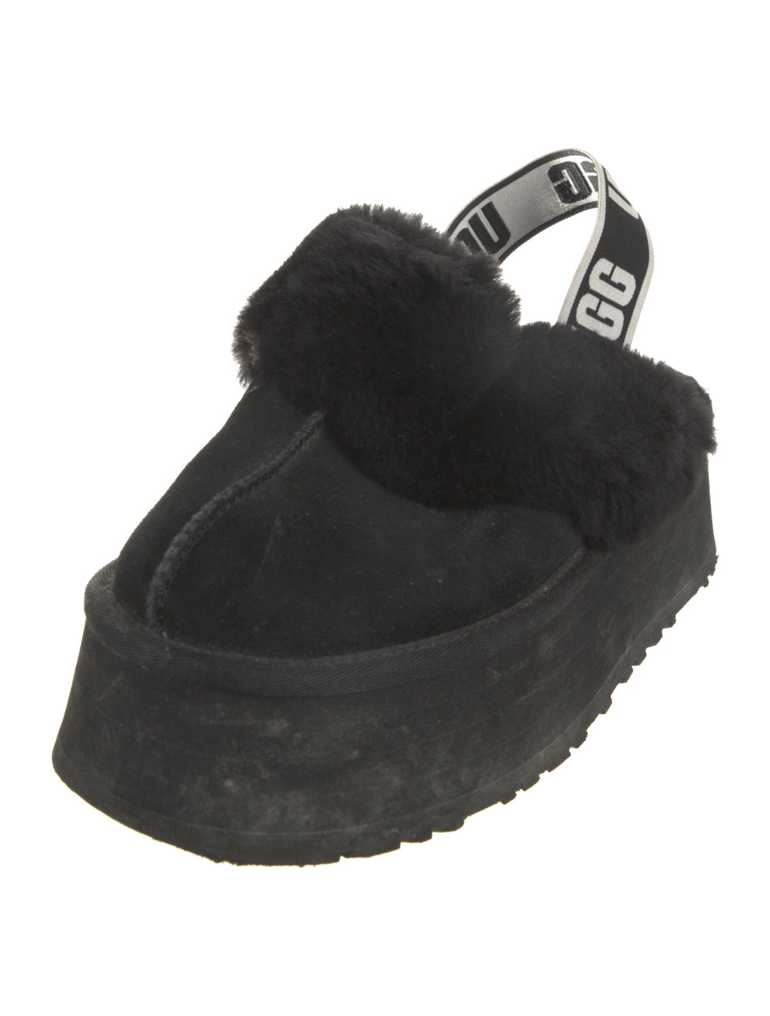 UGG Suede Fur Trim Slingback Sandals