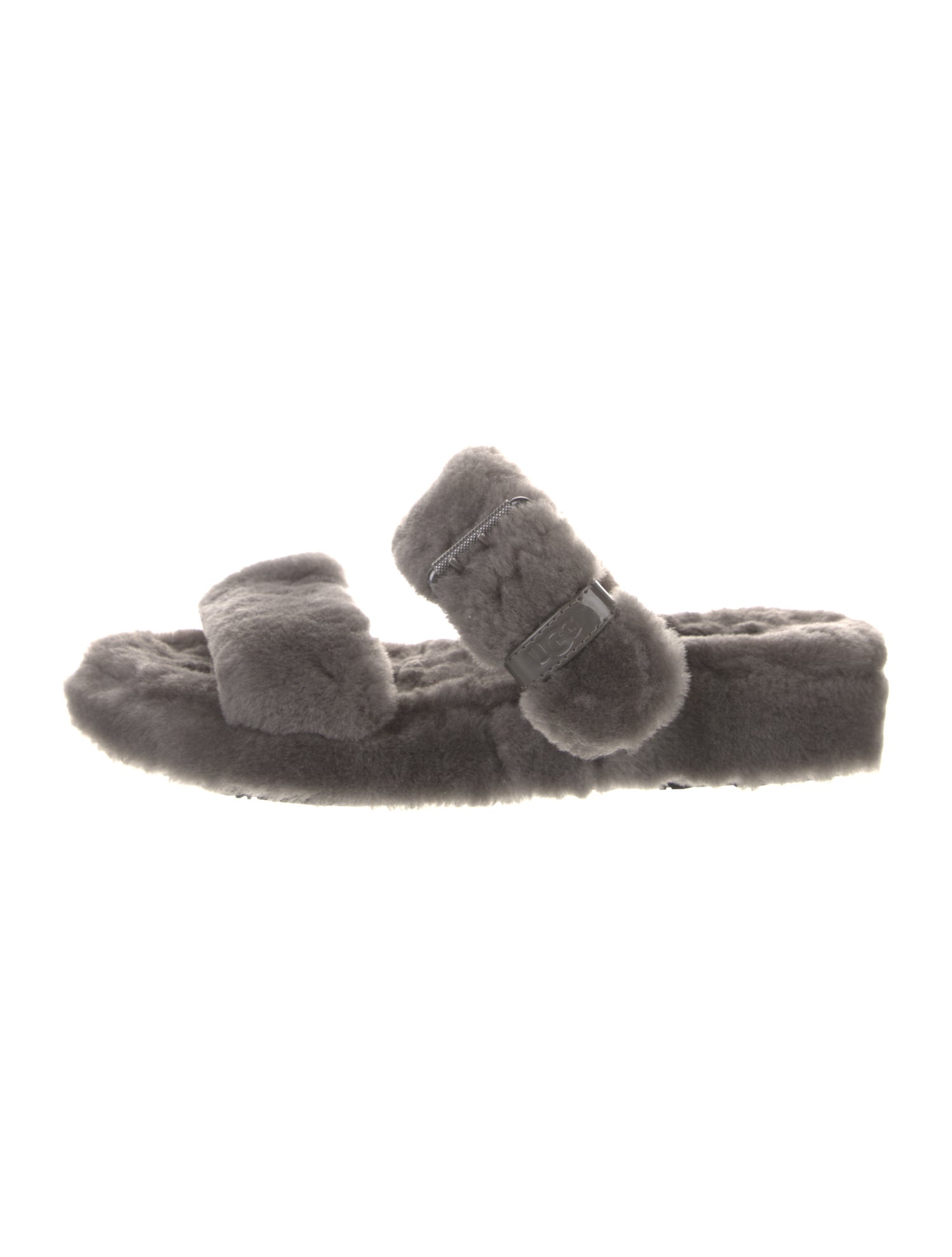 UGG Shearling Leather Trim Embellishment Slides