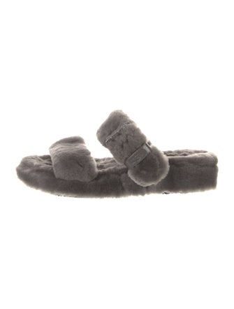 UGG Shearling Leather Trim Embellishment Slides