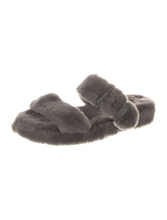 UGG Shearling Leather Trim Embellishment Slides
