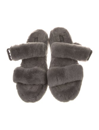 UGG Shearling Leather Trim Embellishment Slides
