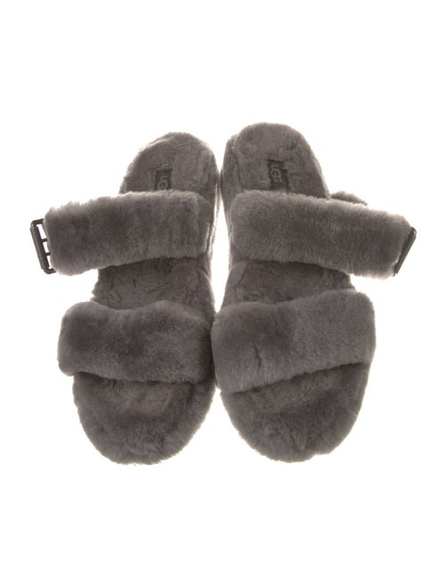 UGG Shearling Leather Trim Embellishment Slides