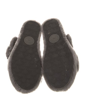 UGG Shearling Leather Trim Embellishment Slides