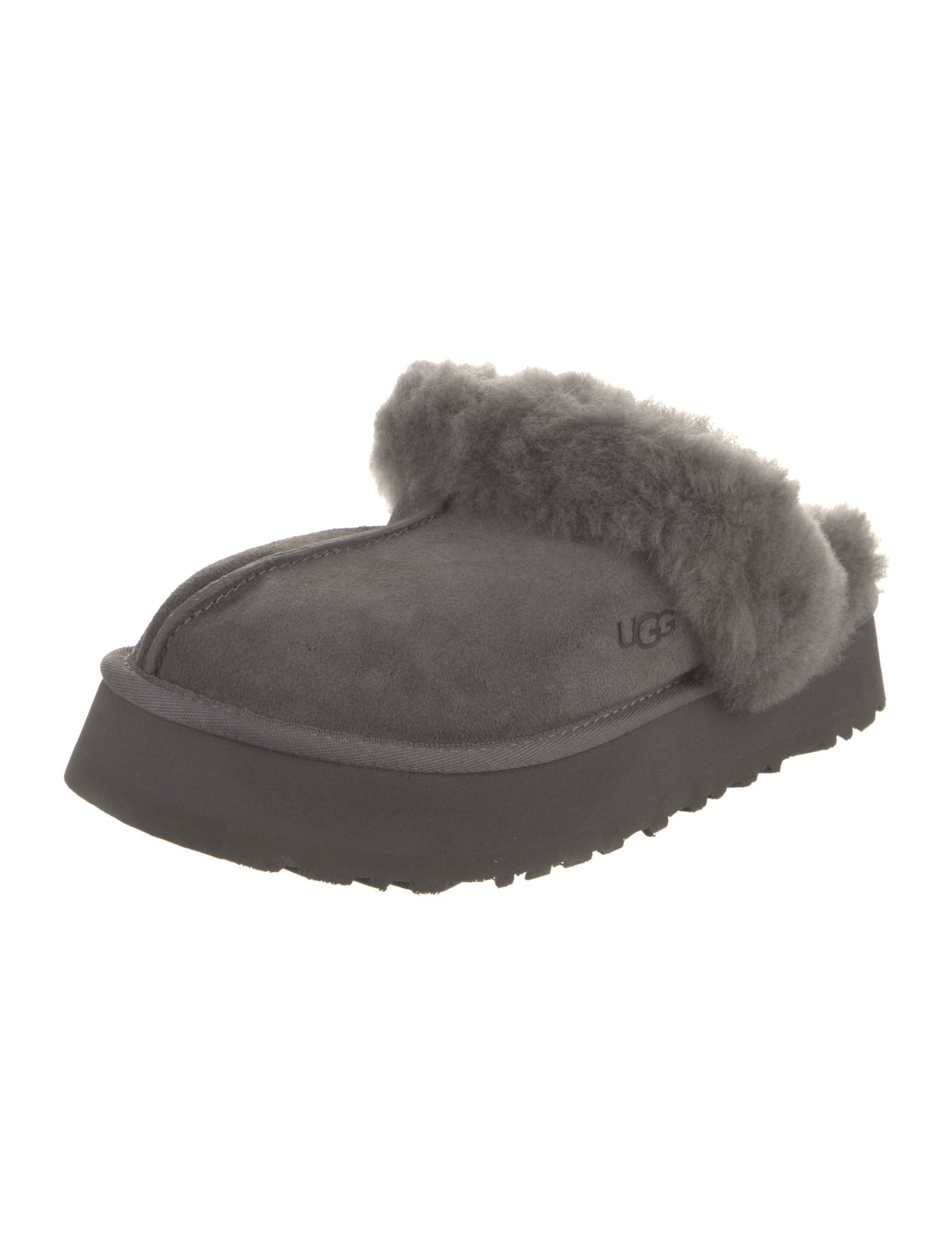 UGG Suede Fur Trim Mules