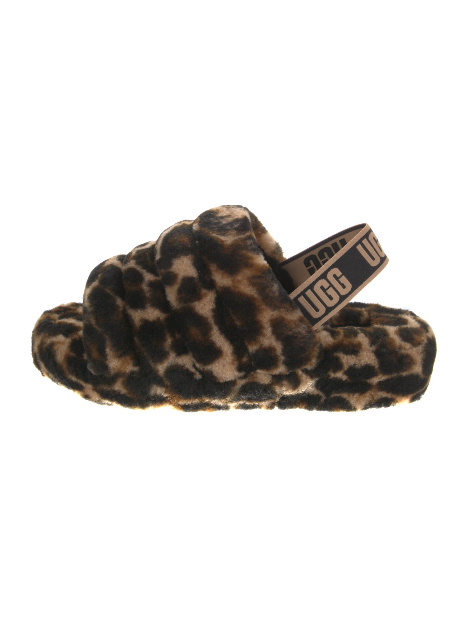 UGG Shearling Animal Print Slingback Sandals