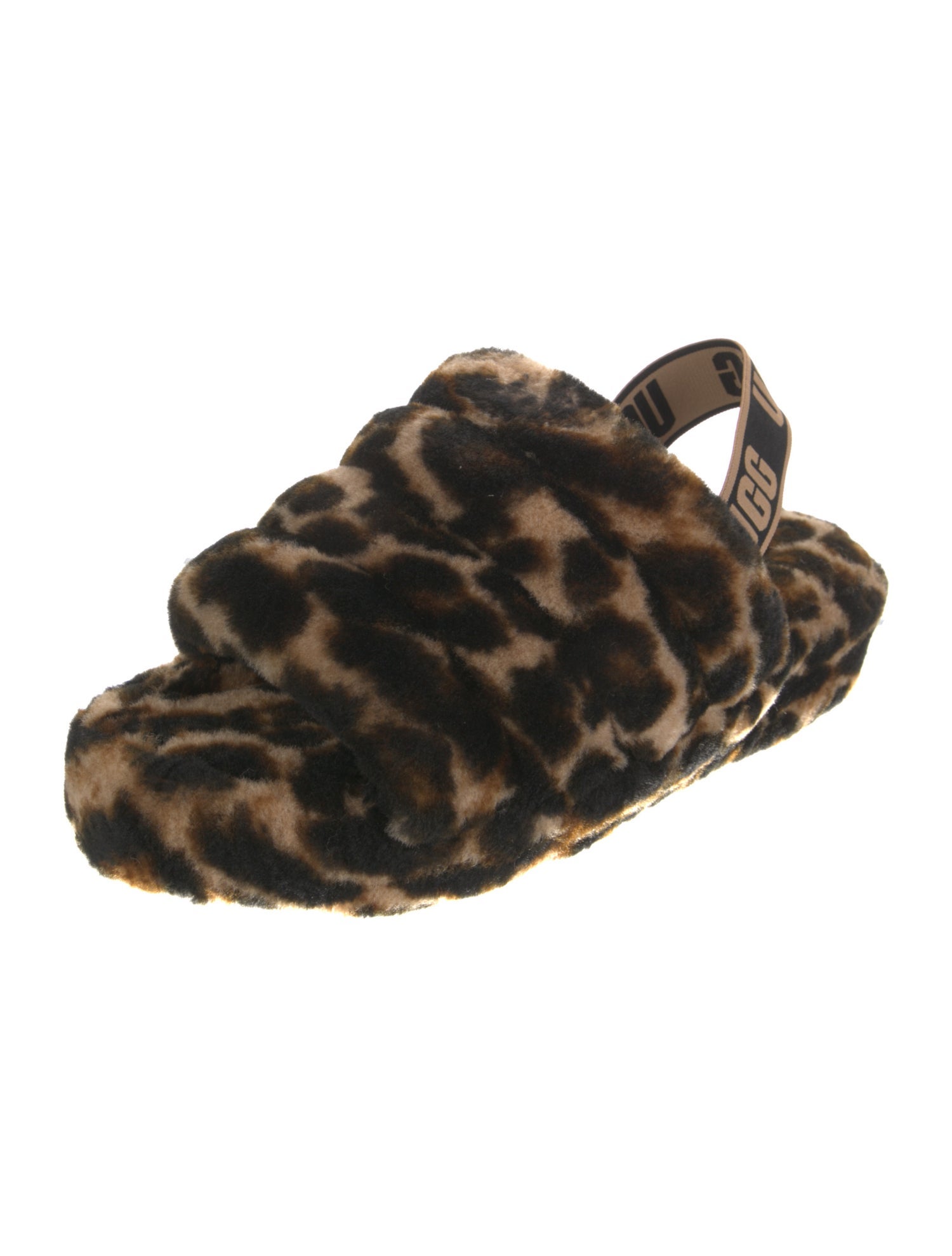 UGG Shearling Animal Print Slingback Sandals