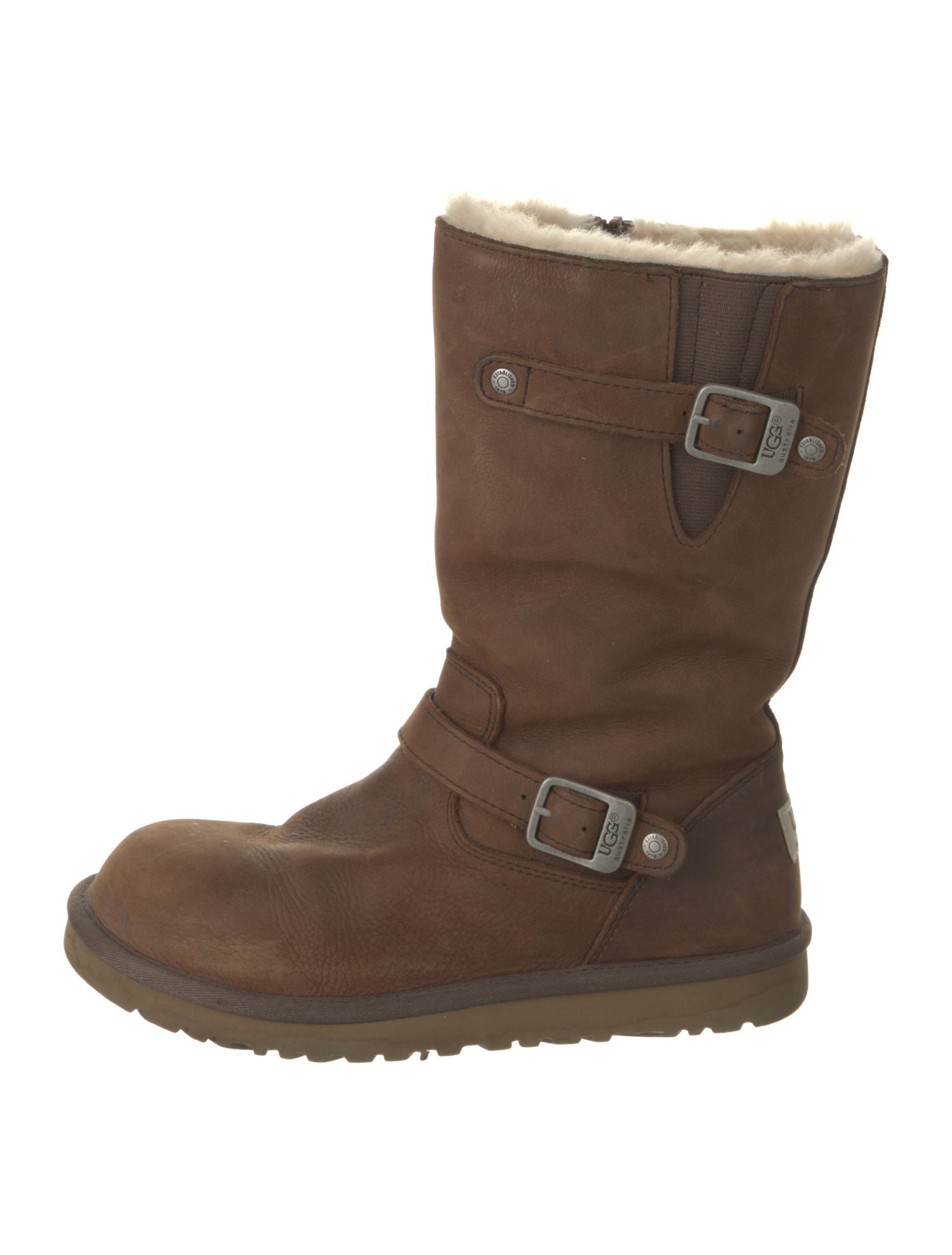 UGG Leather Fur Trim Boots