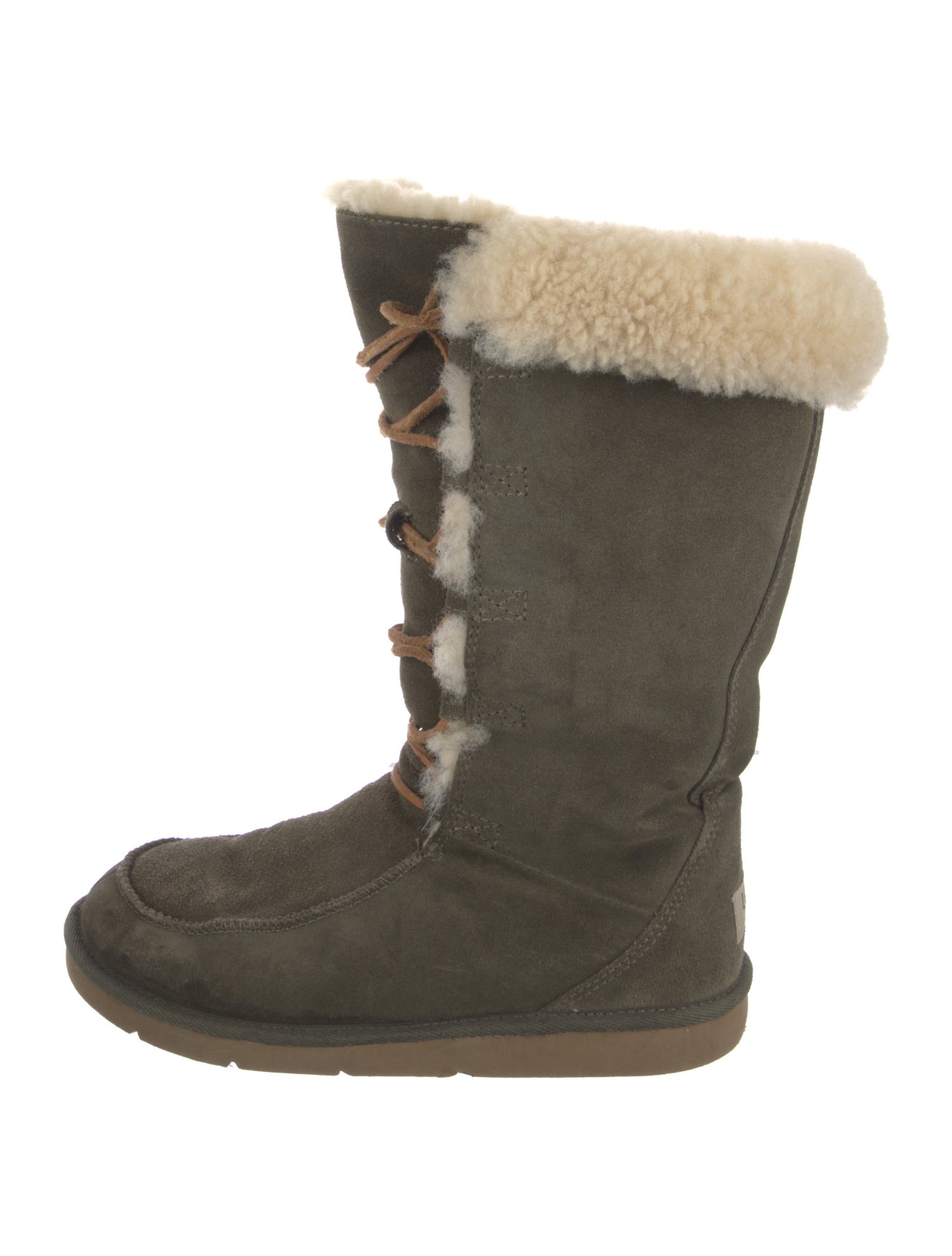 UGG Suede Colorblock Pattern Lace-Up Boots
