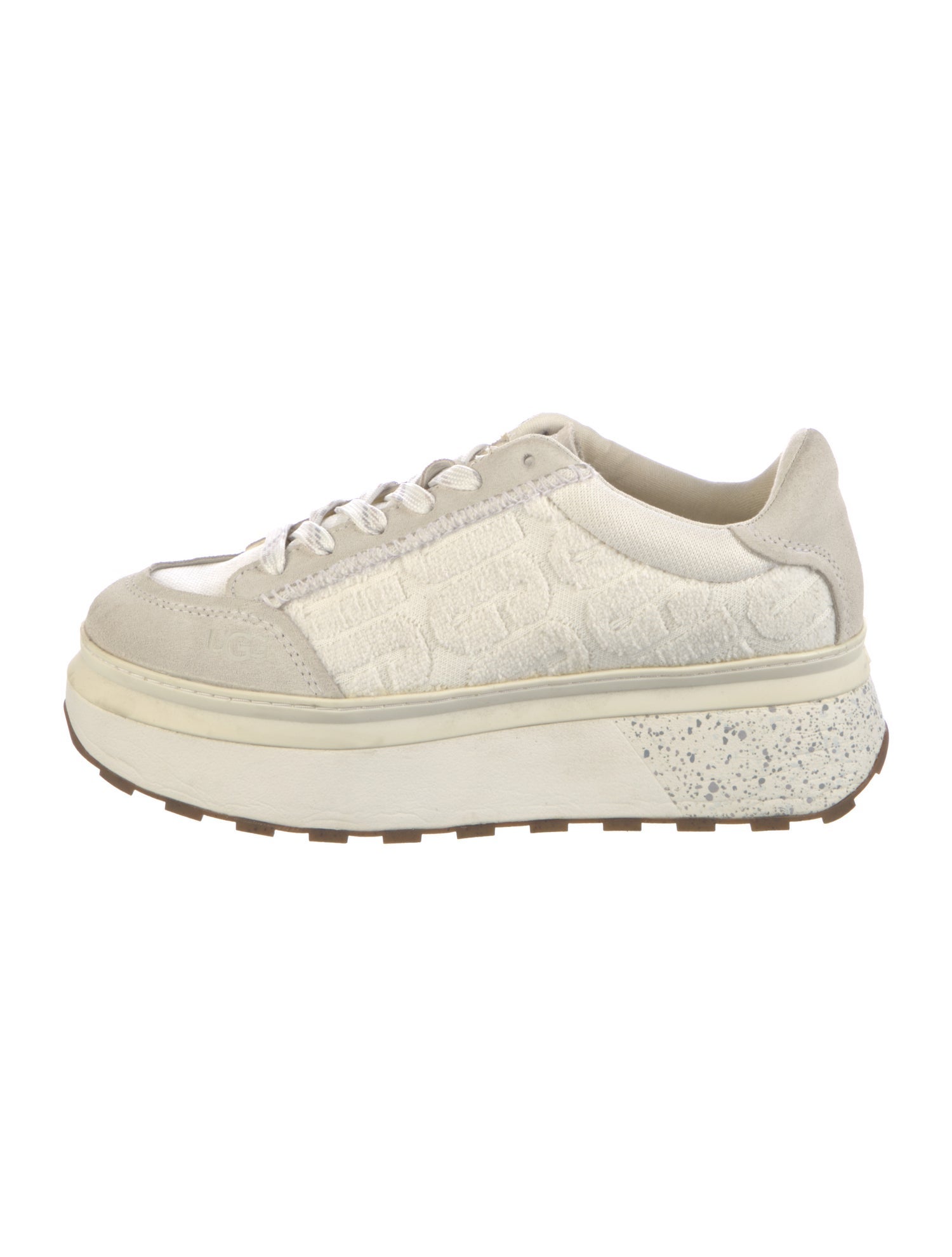 UGG Terry Cloth Leather Trim Embellishment Sneakers