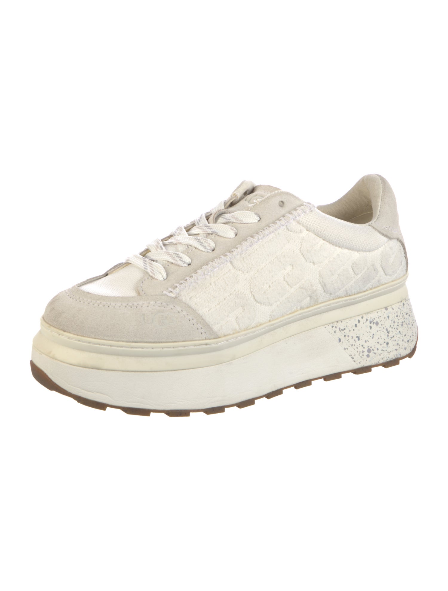 UGG Terry Cloth Leather Trim Embellishment Sneakers