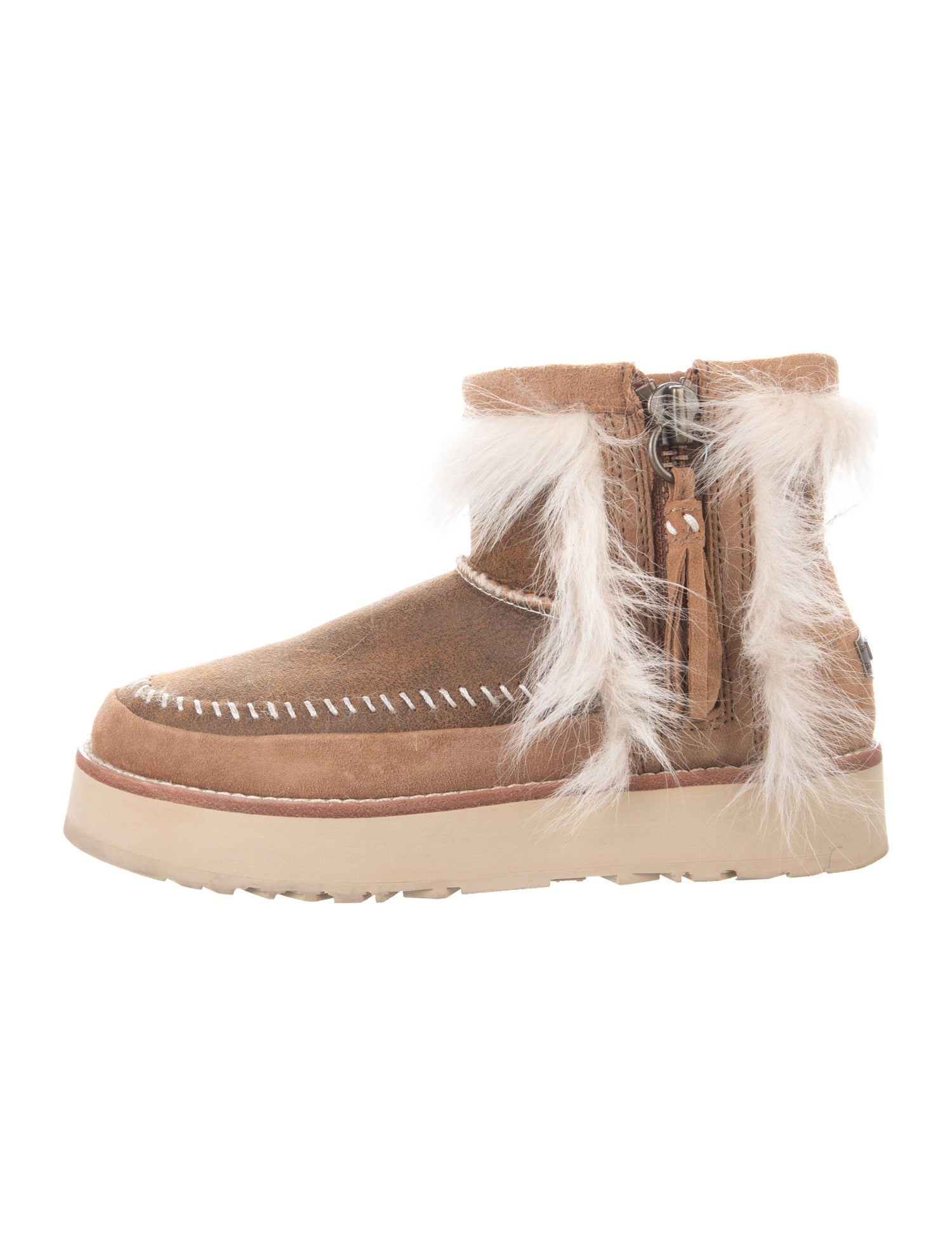 UGG Suede Fur Trim Snow Boots