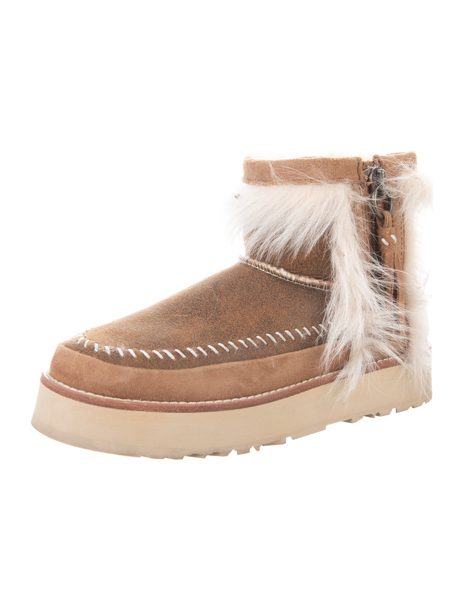 UGG Suede Fur Trim Snow Boots