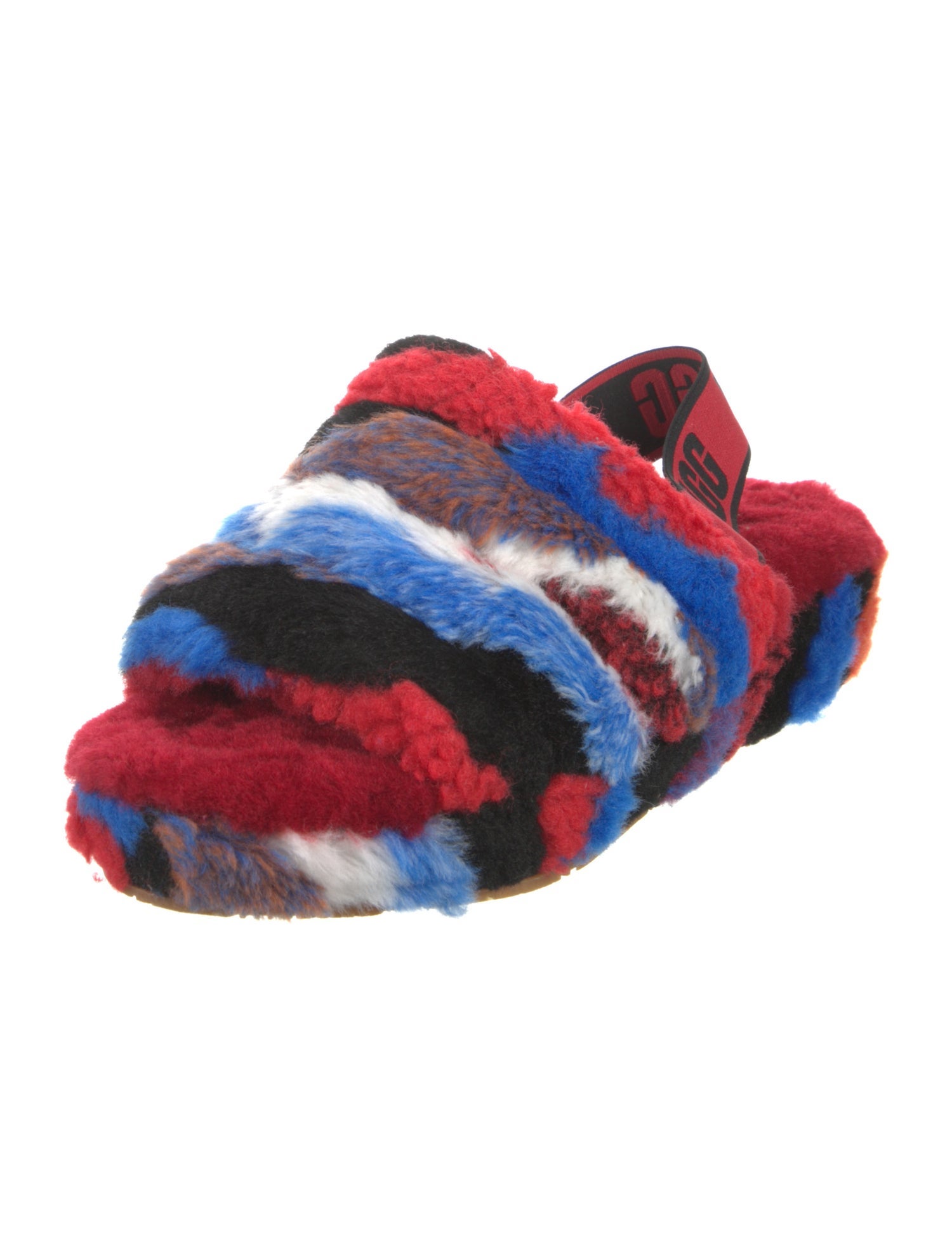 UGG Faux Fur Printed Slingback Sandals