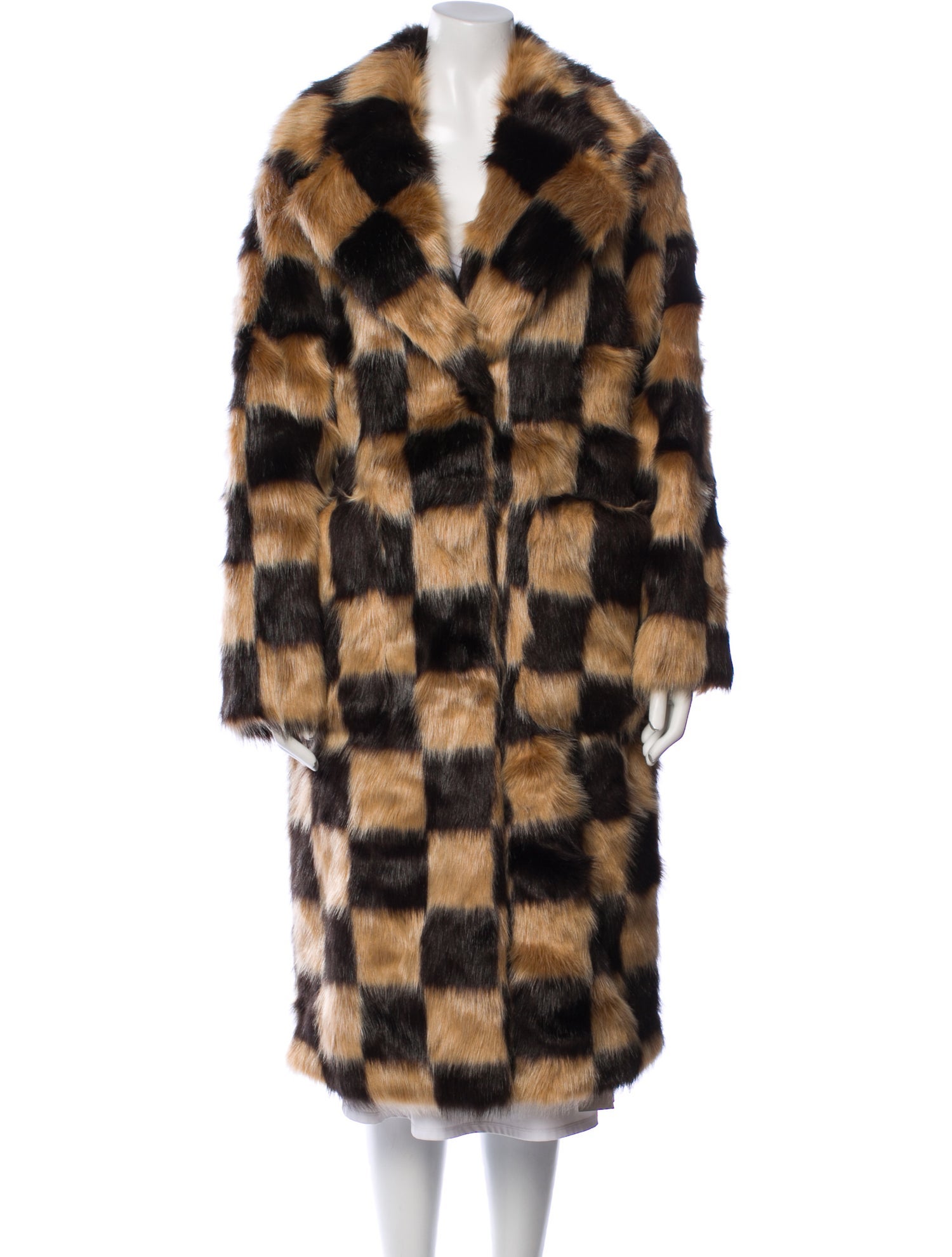 UGG Faux Fur Plaid Print Faux Fur Coat w/ Tags
