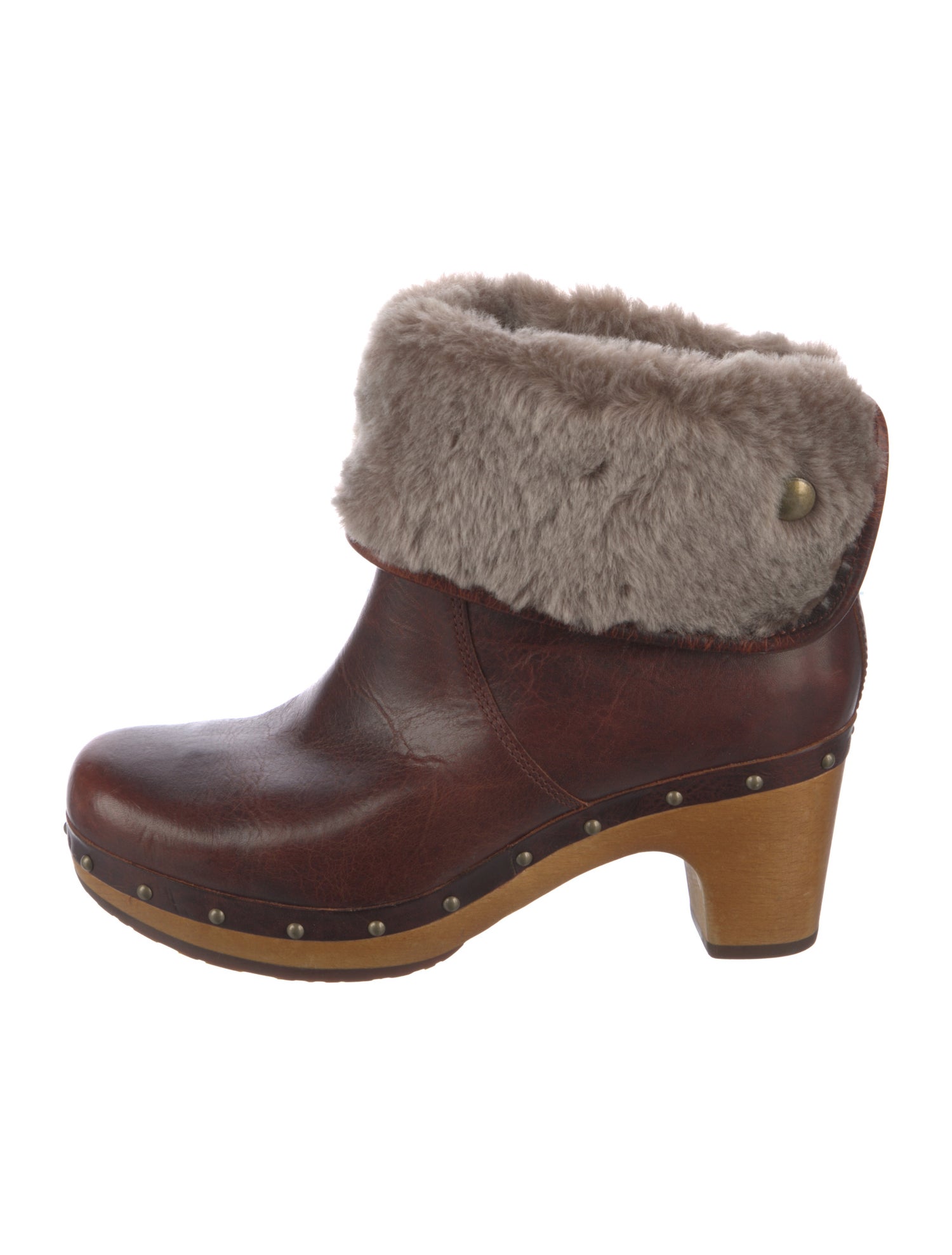UGG Leather Fur Trim Boots