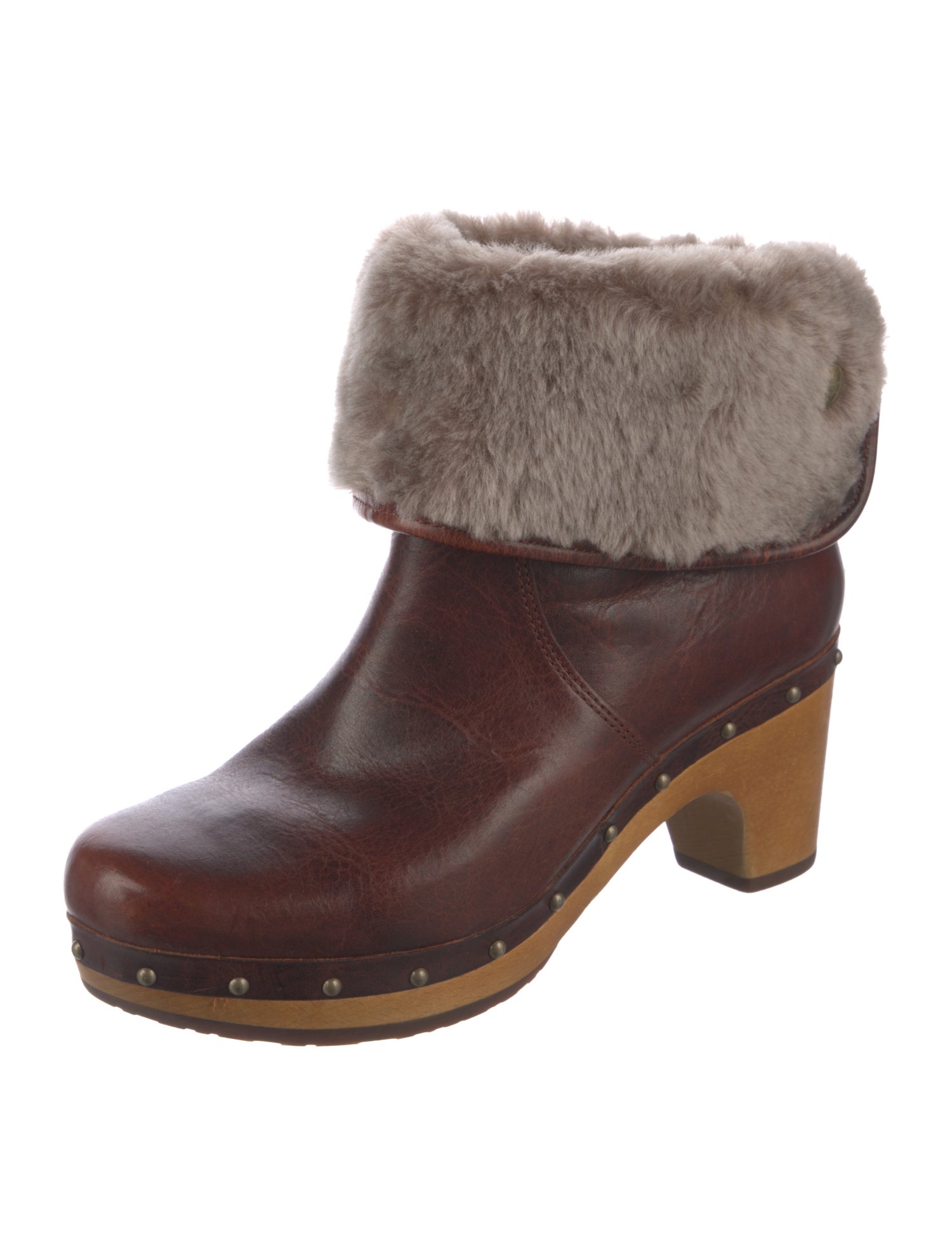 UGG Leather Fur Trim Boots