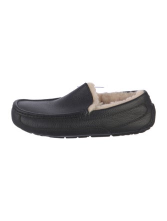 UGG Leather Fur Trim Slippers