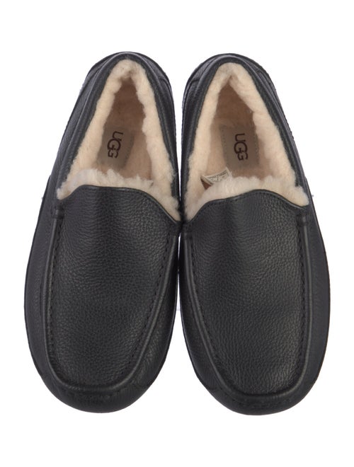 UGG Leather Fur Trim Slippers
