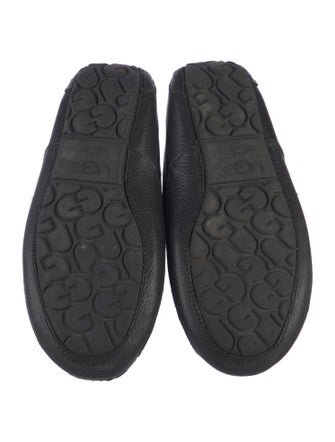 UGG Leather Fur Trim Slippers