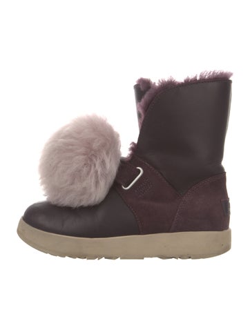 UGG Boots Leather Pom-Pom Embellishments 5.5