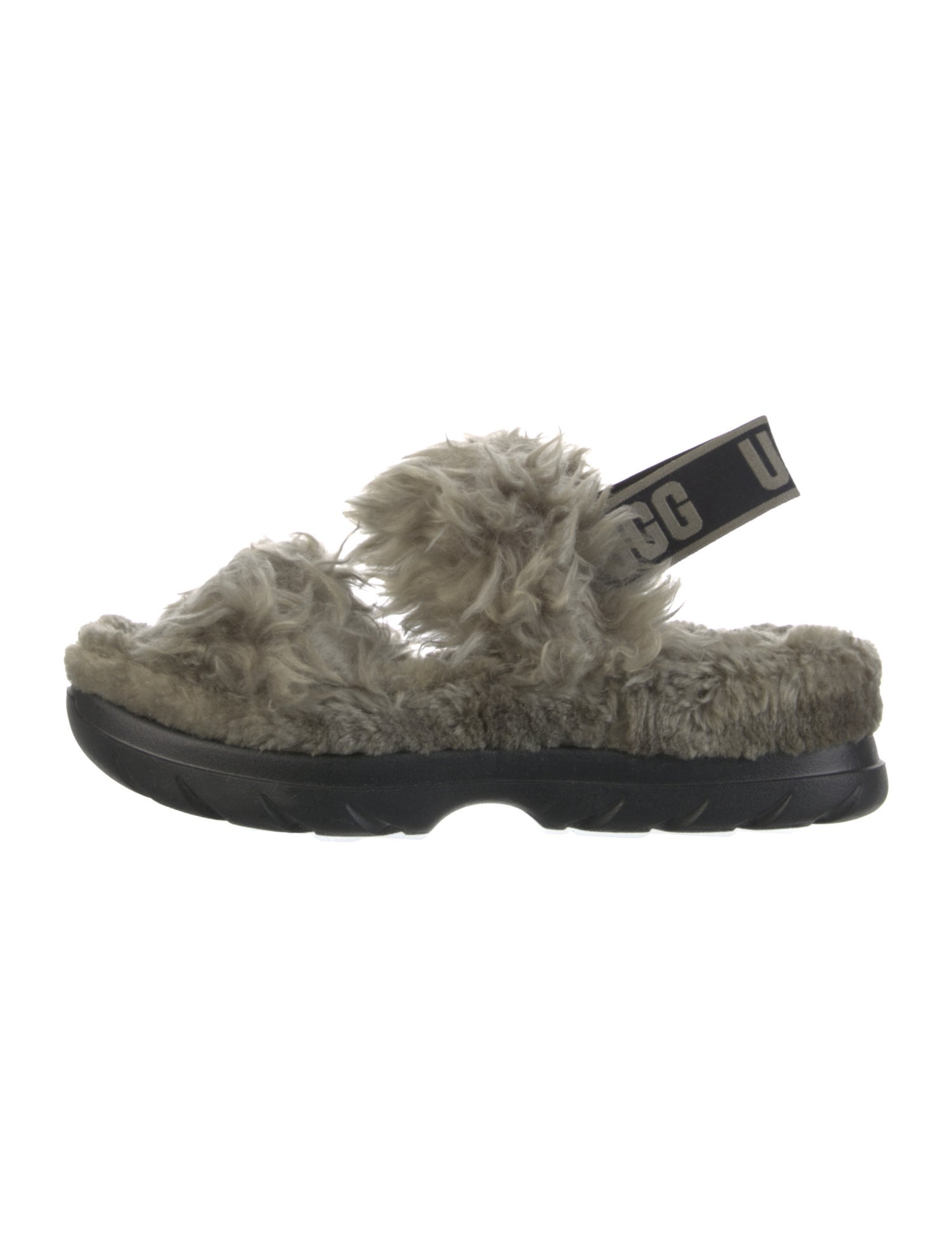 UGG Faux Fur Fur Trim Slingback Sandals
