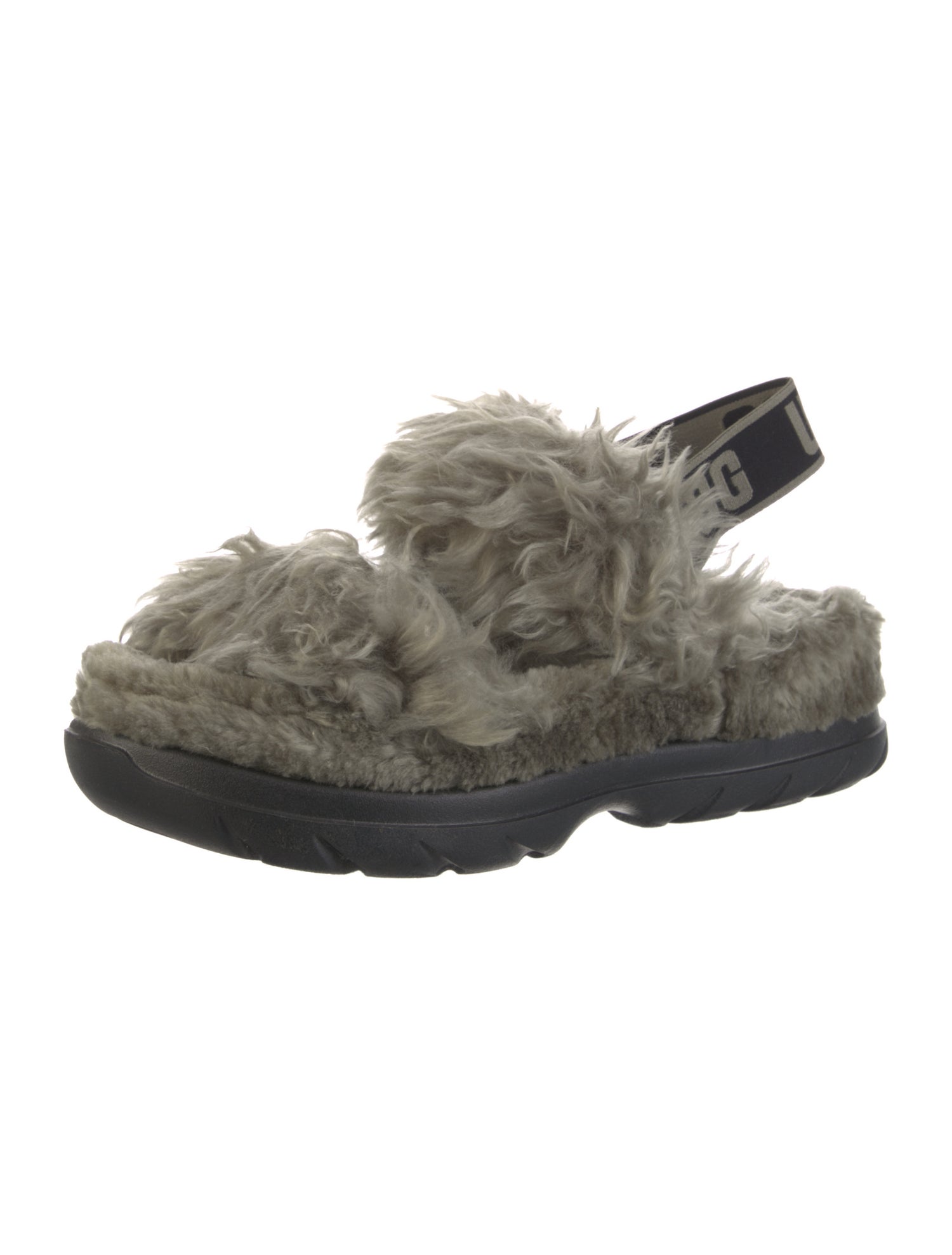 UGG Faux Fur Fur Trim Slingback Sandals