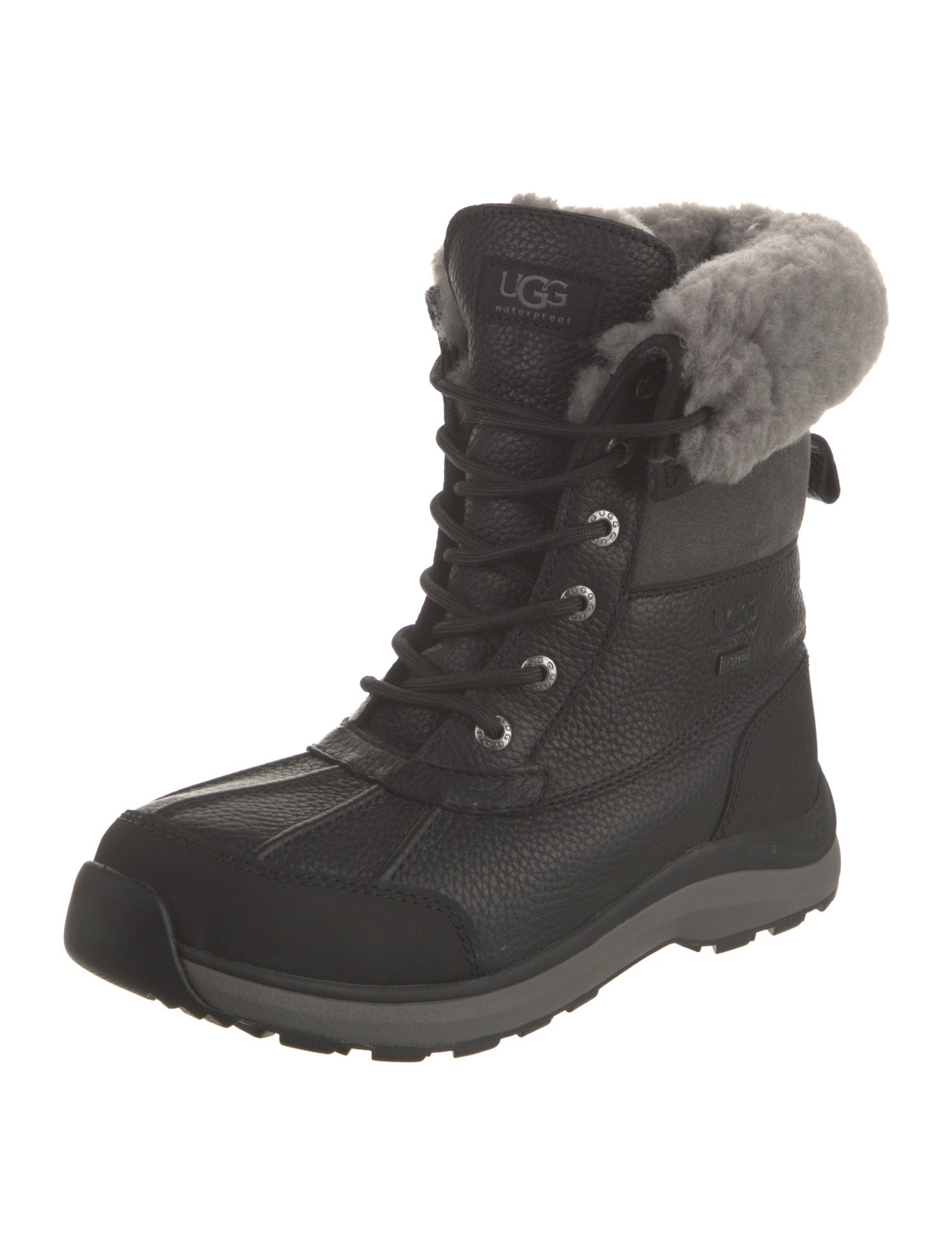 UGG Leather Faux Fur Trim Hiking Boots