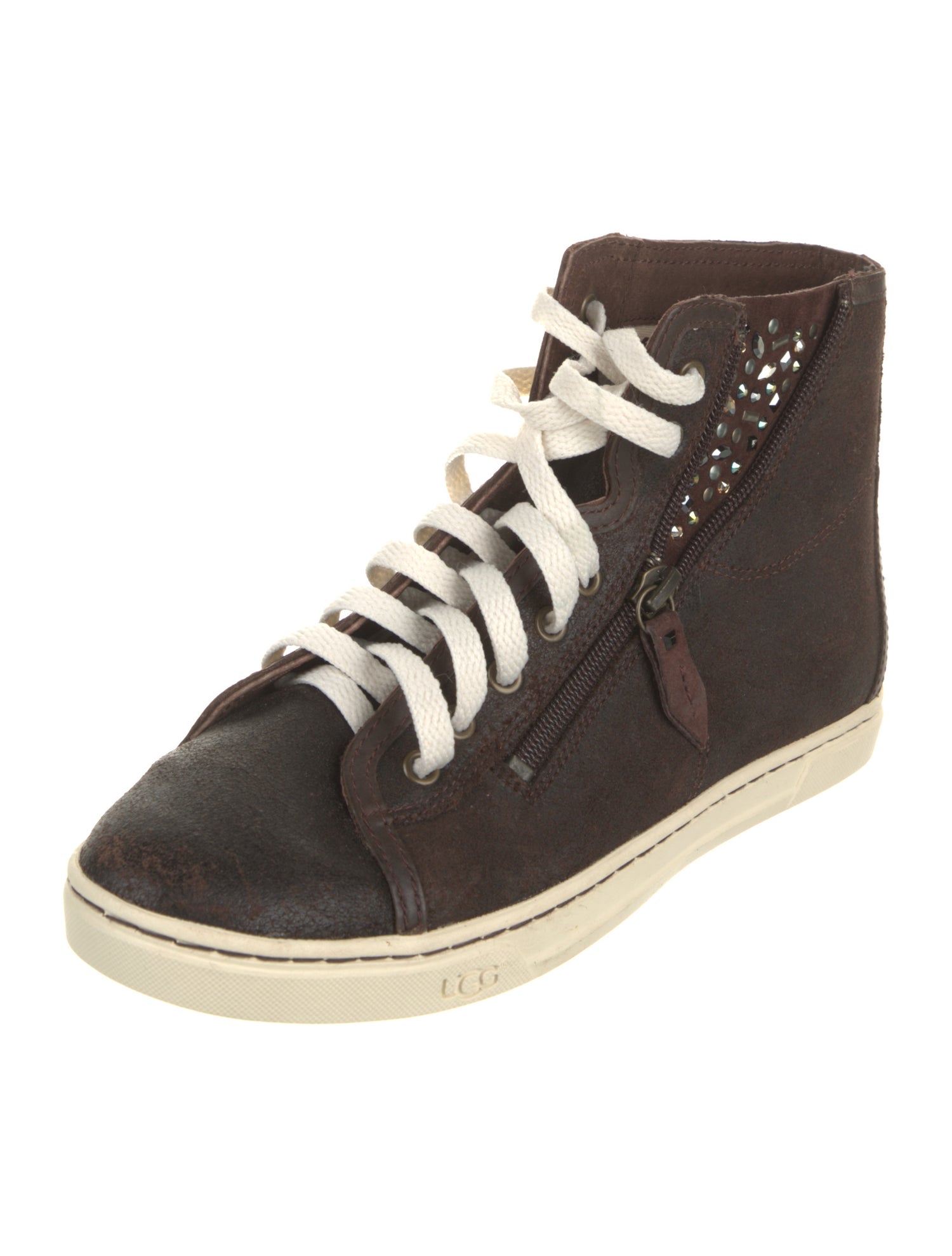 UGG Leather Crystal Embellishments Sneakers