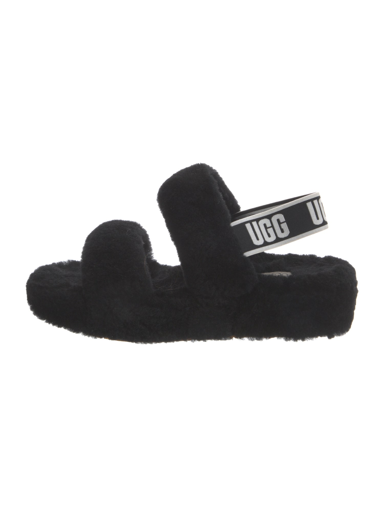 UGG Fur Faux Fur Trim Slingback Sandals