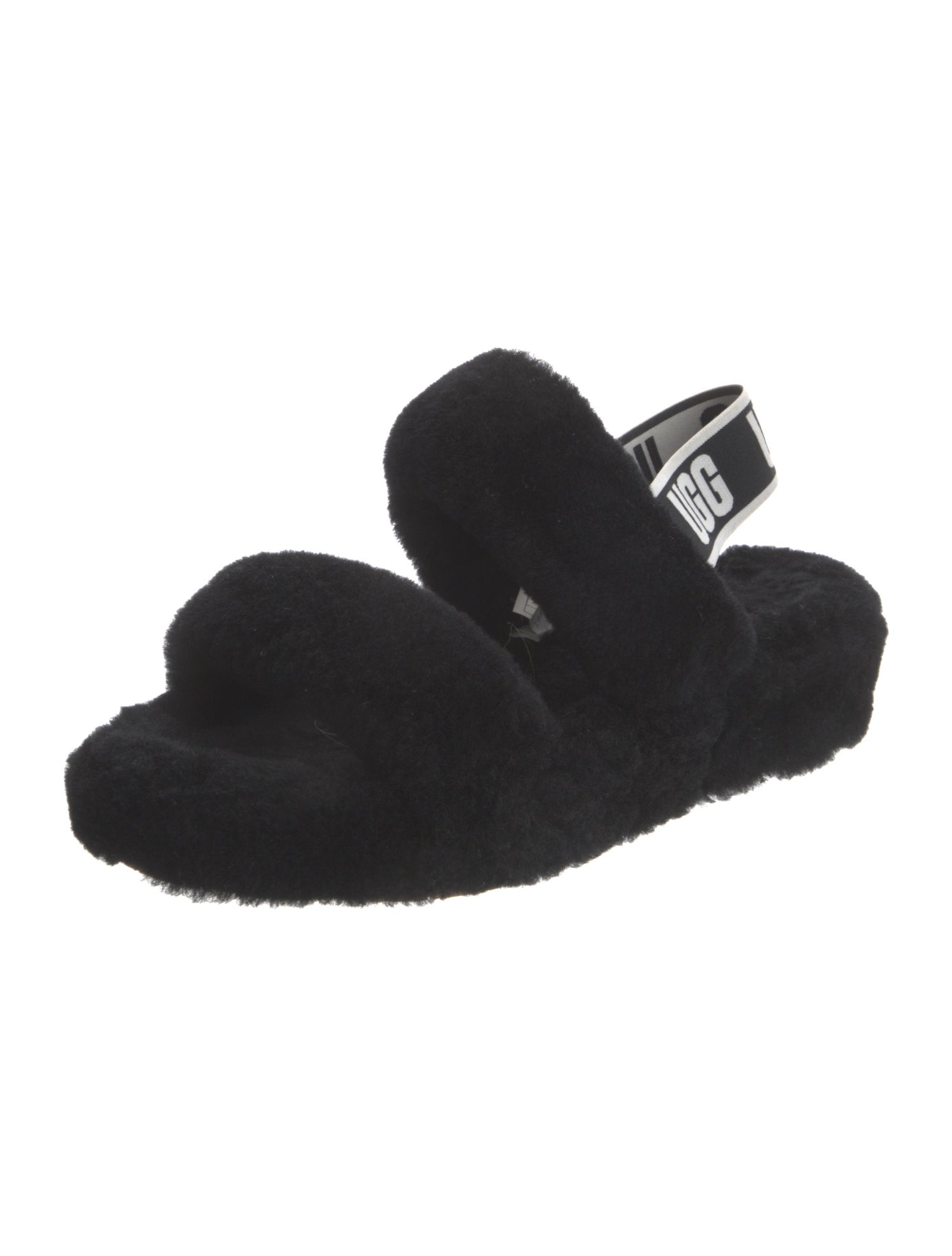 UGG Fur Faux Fur Trim Slingback Sandals