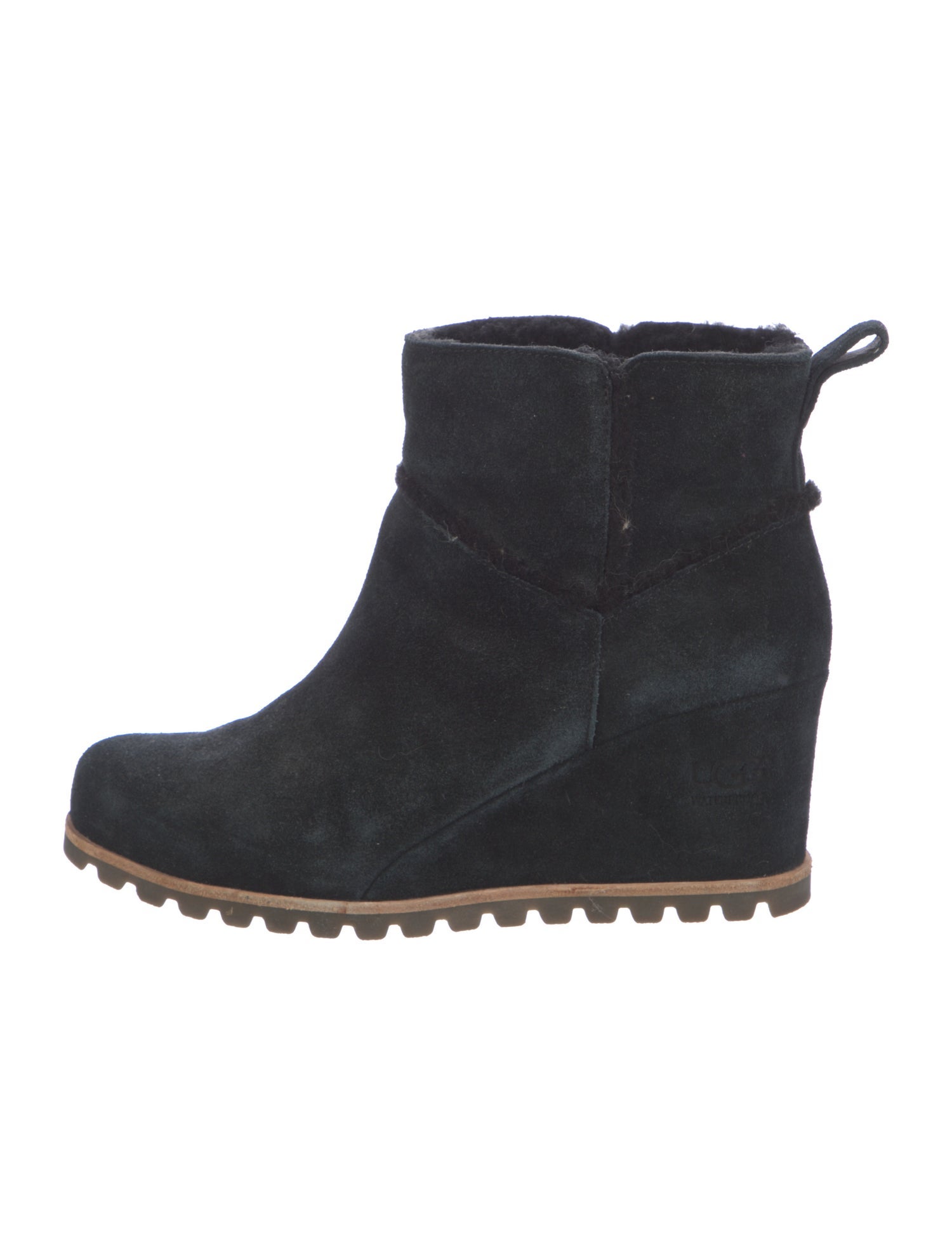 UGG Suede Fur Trim Boots