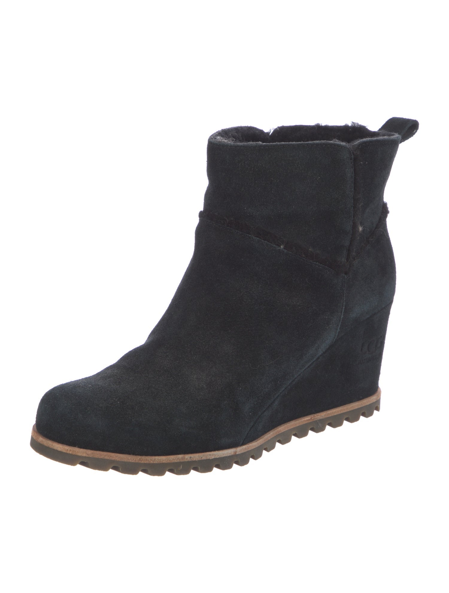 UGG Suede Fur Trim Boots