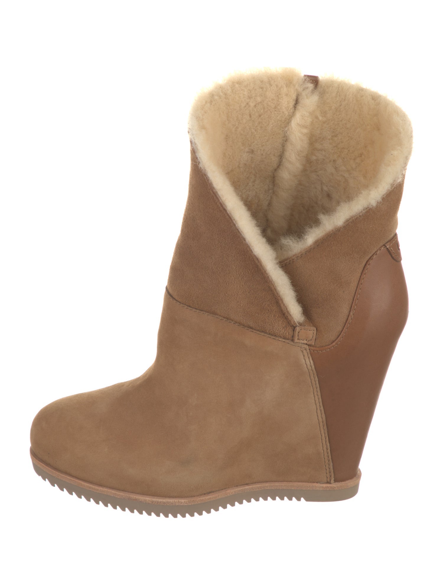 UGG Suede Fur Trim Boots