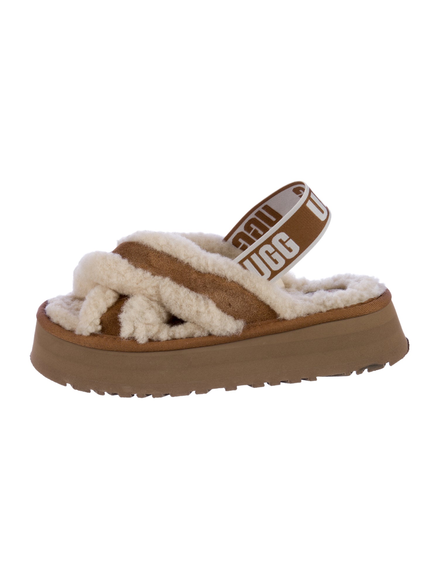 UGG Shearling Animal Print Slingback Sandals