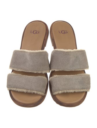 UGG Suede Fur Trim Slides