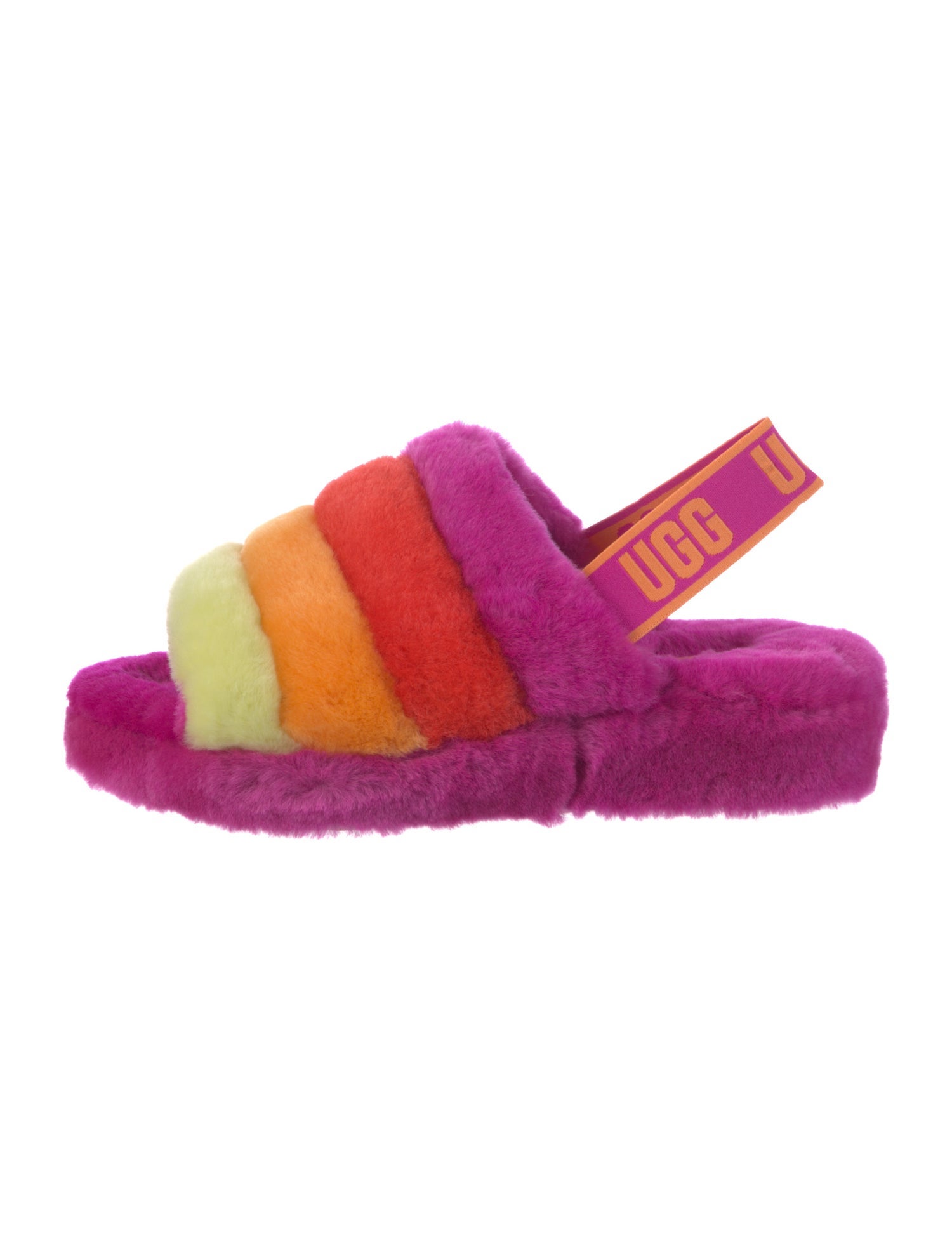UGG Shearling Colorblock Pattern Slingback Sandals