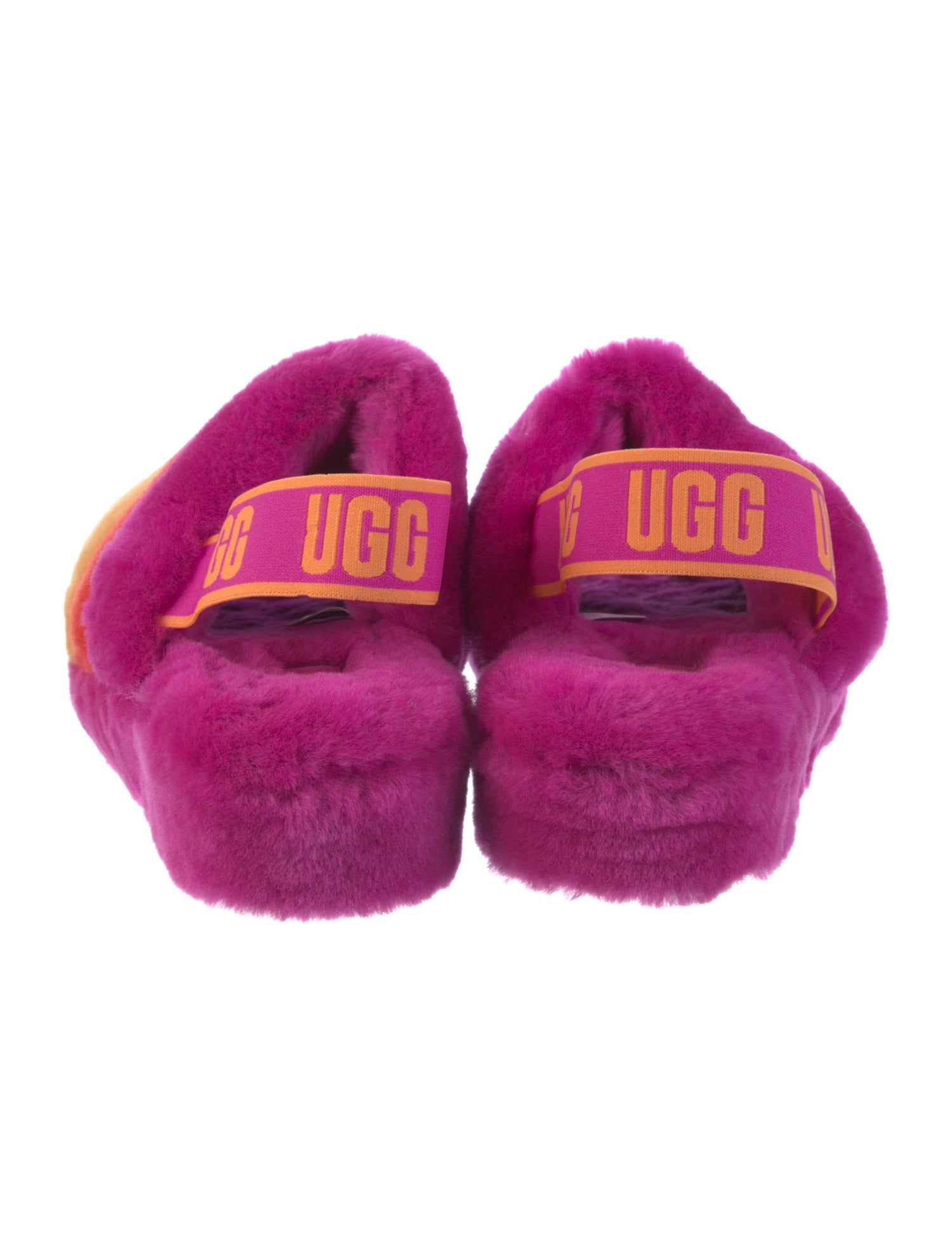 UGG Shearling Colorblock Pattern Slingback Sandals
