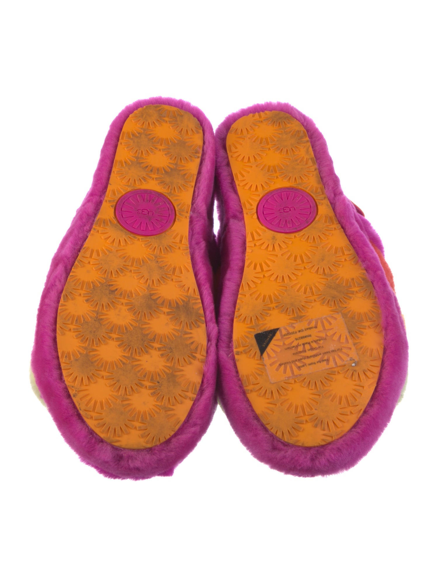 UGG Shearling Colorblock Pattern Slingback Sandals