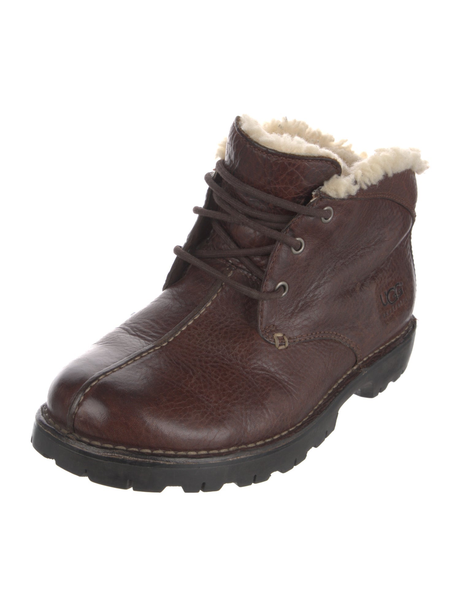 UGG Leather Fur Trim Snow Boots