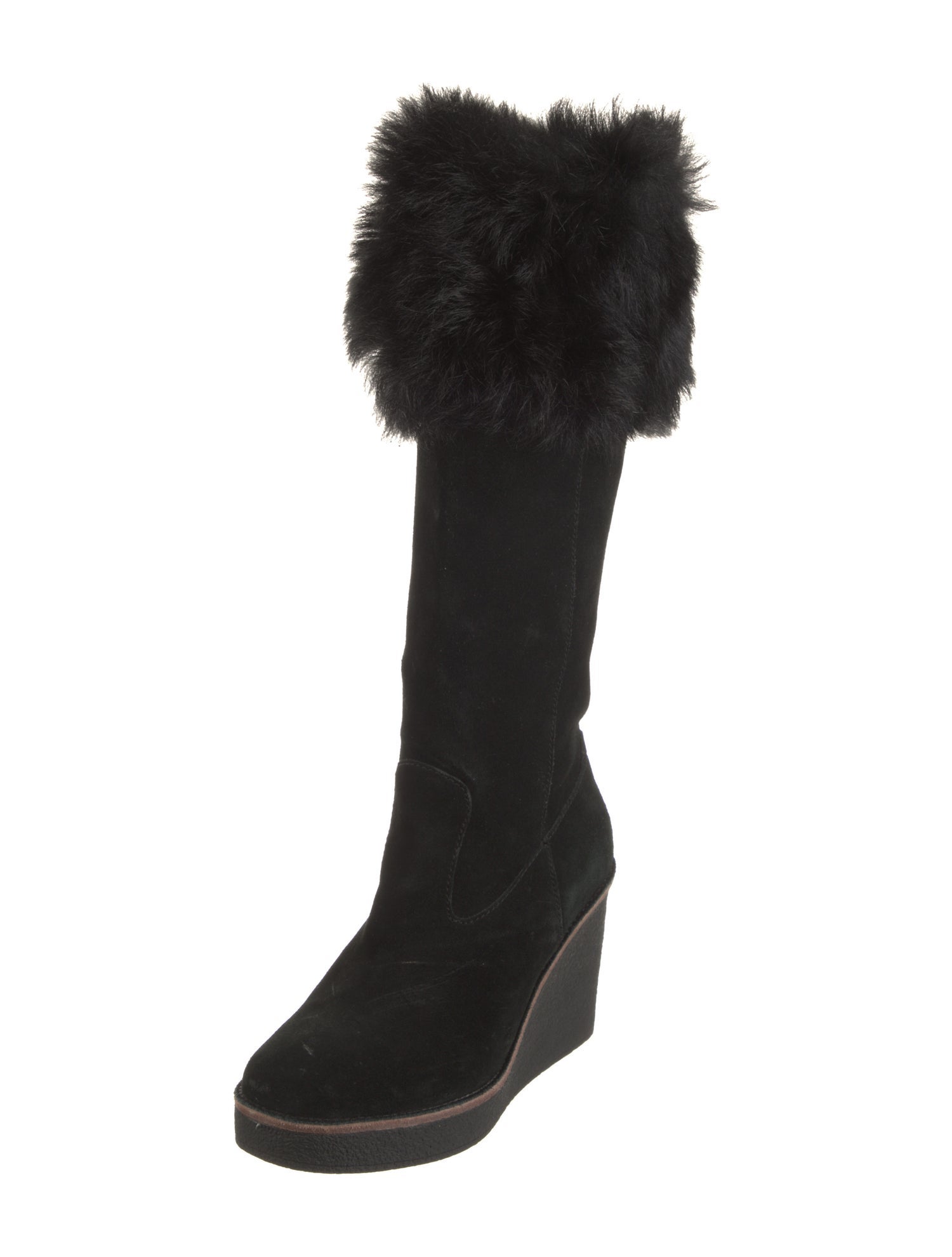 UGG Suede Fur Trim Boots