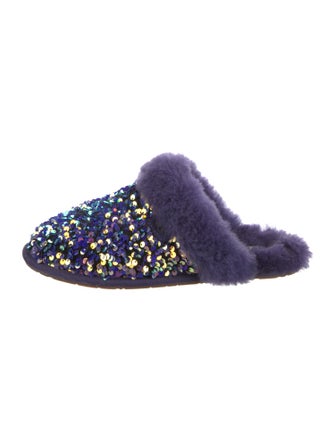UGG Sequins Faux Fur Trim Mules