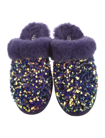UGG Sequins Faux Fur Trim Mules