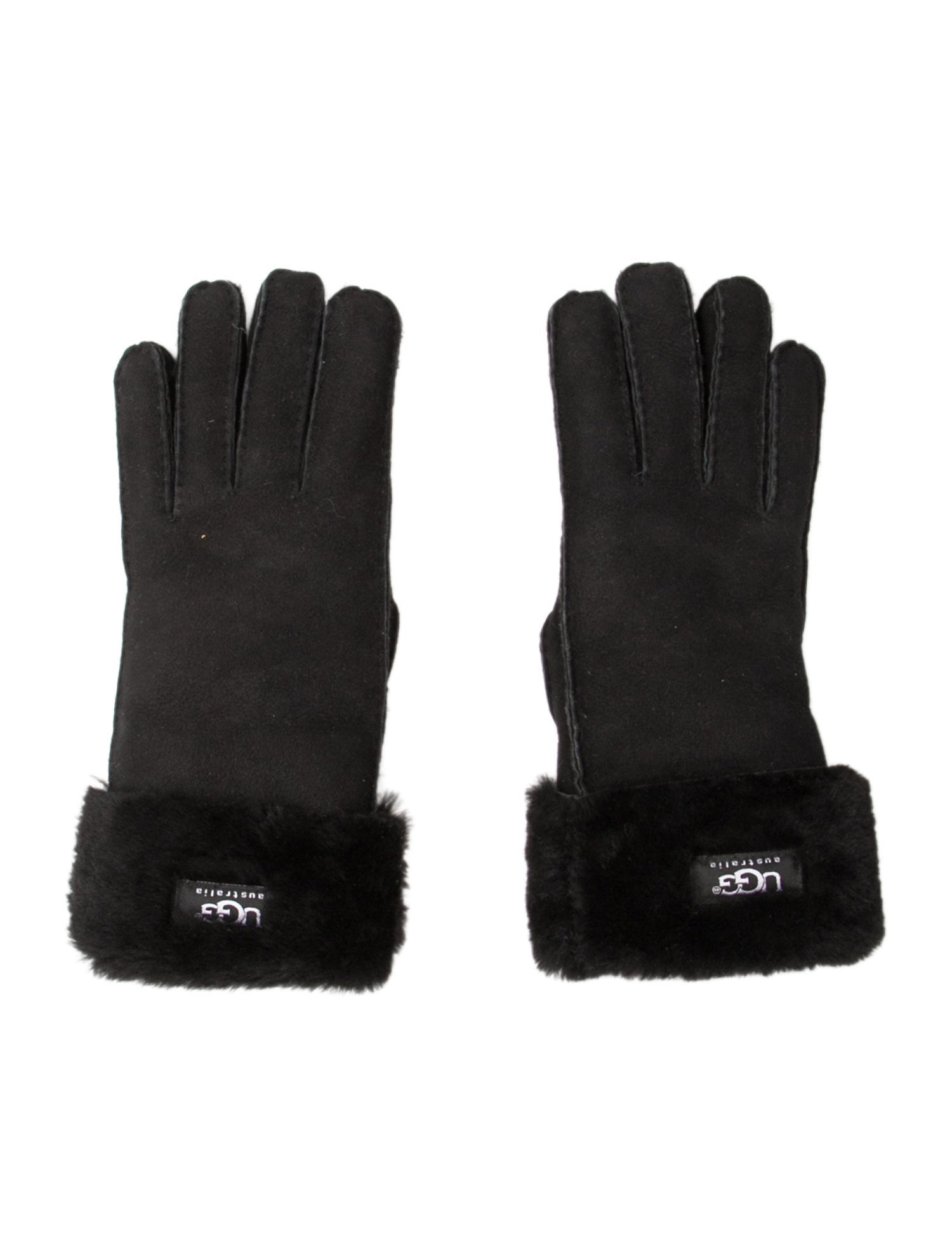 UGG Fur Trim Leather Gloves