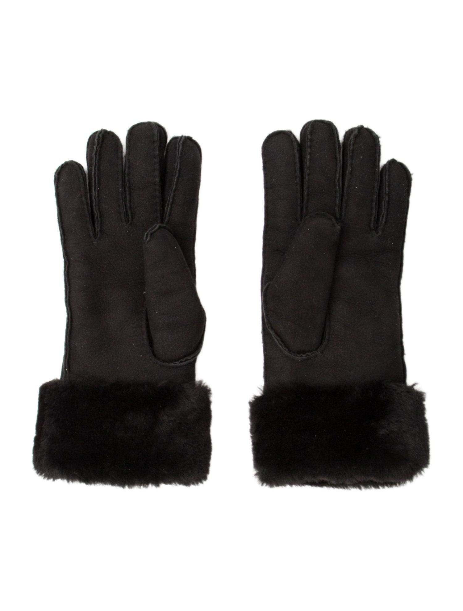 UGG Fur Trim Leather Gloves