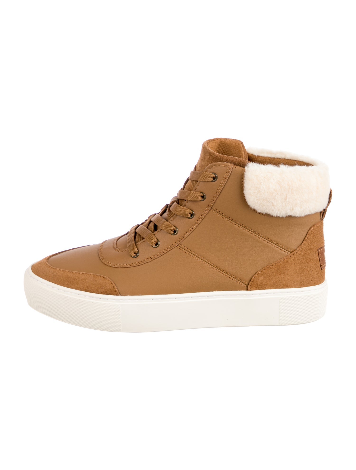 UGG Leather Faux Fur Trim Sneakers
