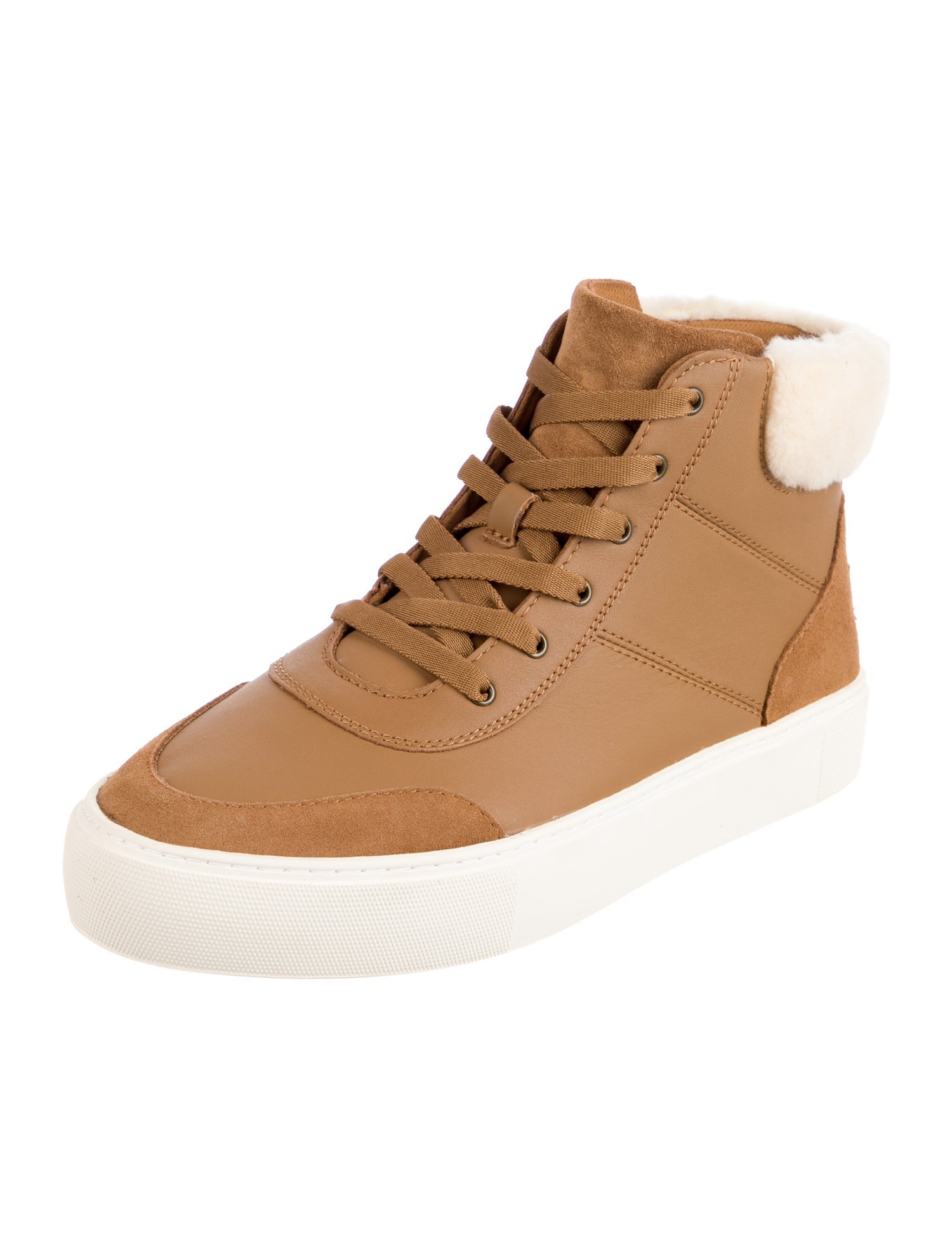 UGG Leather Faux Fur Trim Sneakers