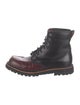 UGG Leather Fur Trim Lace-Up Boots