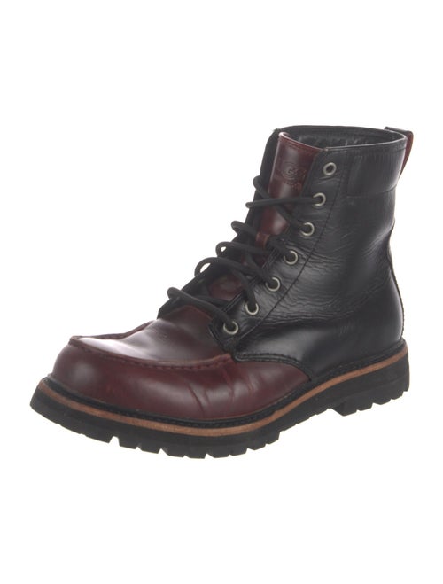 UGG Leather Fur Trim Lace-Up Boots